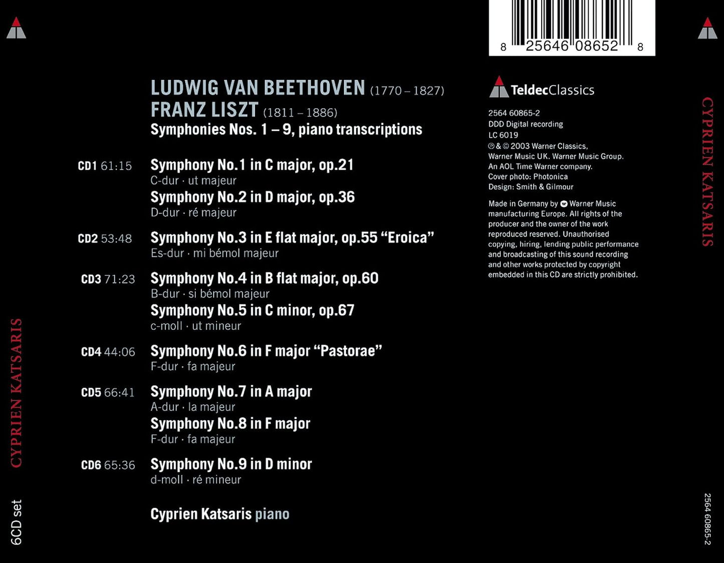 Beethoven, arr. Liszt: The Symphonies 1-9 - CYPRIEN KATSARIS (6 CDs)