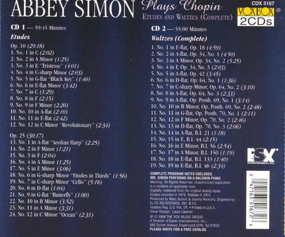 ABBEY SIMON PLAYS CHOPIN: COMPLETE WALTZES & ETUDES (2 CDS)