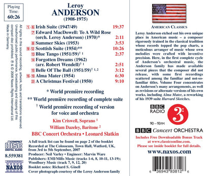 Anderson: Orchestral Music, Vol. 4 -  Irish Suite / Scottish Suite / Alma Mater / A Christmas Festival - BBC Concert Orchestra, L. Slatkin