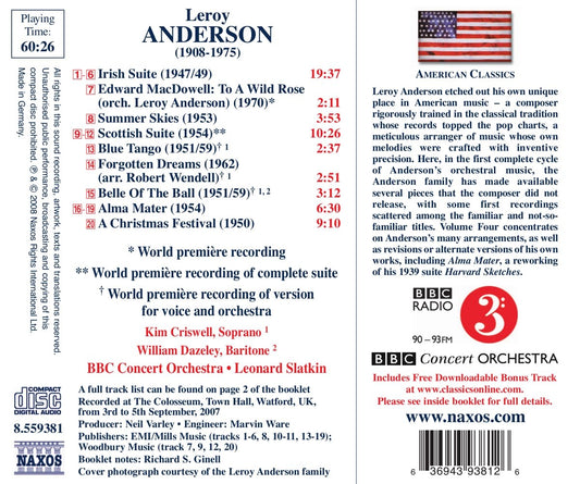 Anderson: Orchestral Music, Vol. 4 -  Irish Suite / Scottish Suite / Alma Mater / A Christmas Festival - BBC Concert Orchestra, L. Slatkin