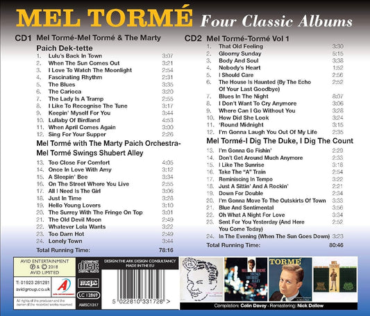 MEL TORME: FOUR CLASSIC ALBUMS (MEL TORME WITH THE MARTY PAICH DEK-TETTE / MEL TORME SWINGS SHUBERT ALLEY / TORME / I DIG THE DUKE, I DIG THE COUNT) (2CD)
