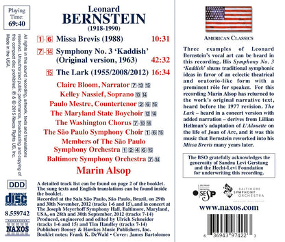 Bernstein: Symphony No. 3 "Kaddish", Missa Brevis, The Lark - Marin Alsop, Baltimore Symphony, Sao Paulo Symphonic Choir