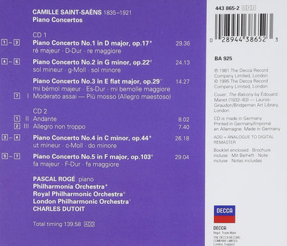 Saint-Saens: Piano Concertos 1-5 - PASCAL ROGE / PO / RPO / LPO (2 CDS)