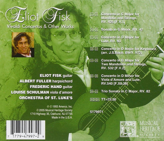 VIVALDI:  Concertos and Chamber Music - Eliot Fisk, Frederic Hand, Orchestra of St. Luke's