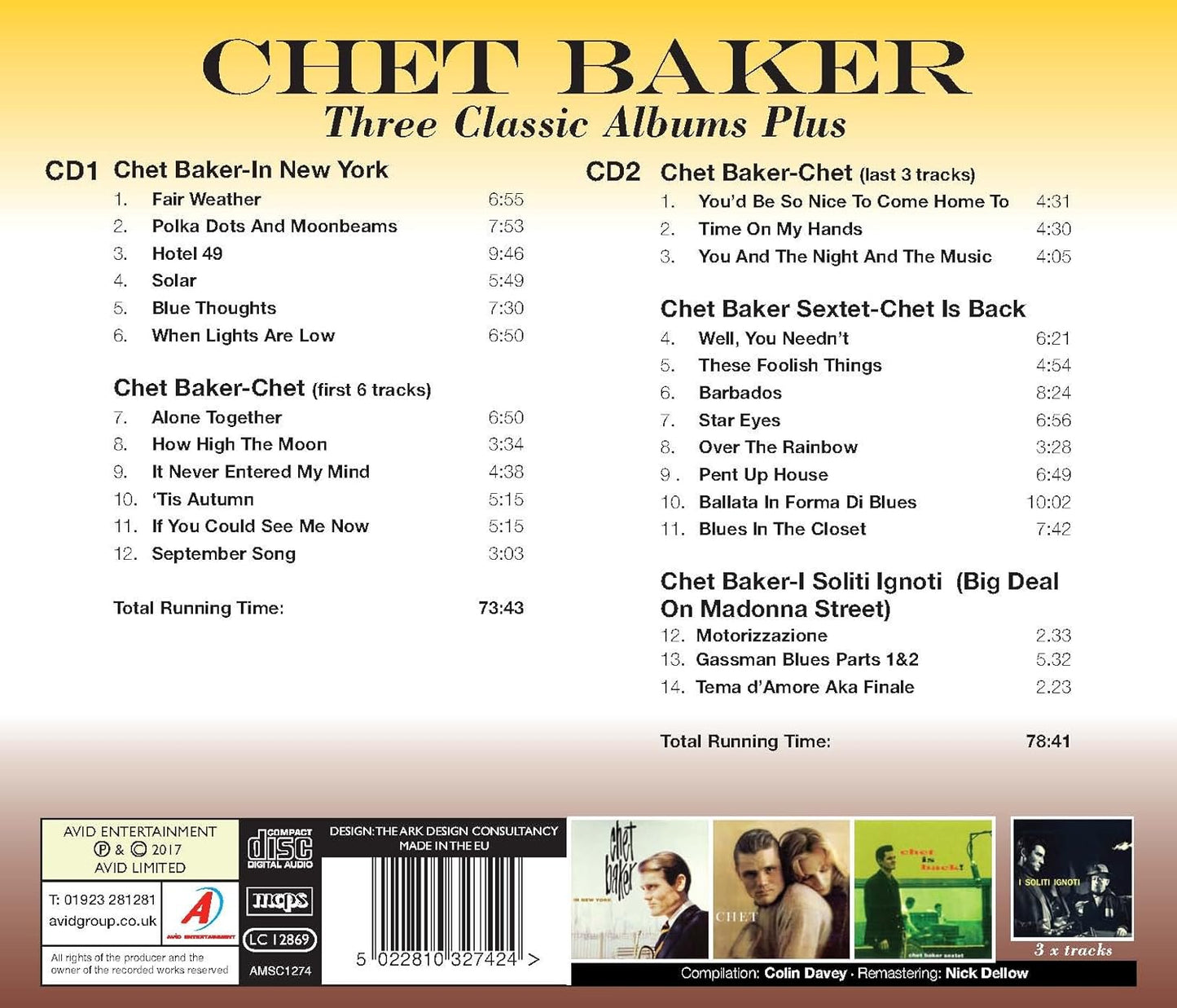 CHET BAKER - Three Classic Albums Plus (In New York / Chet / Chet Is Back) (2CD)