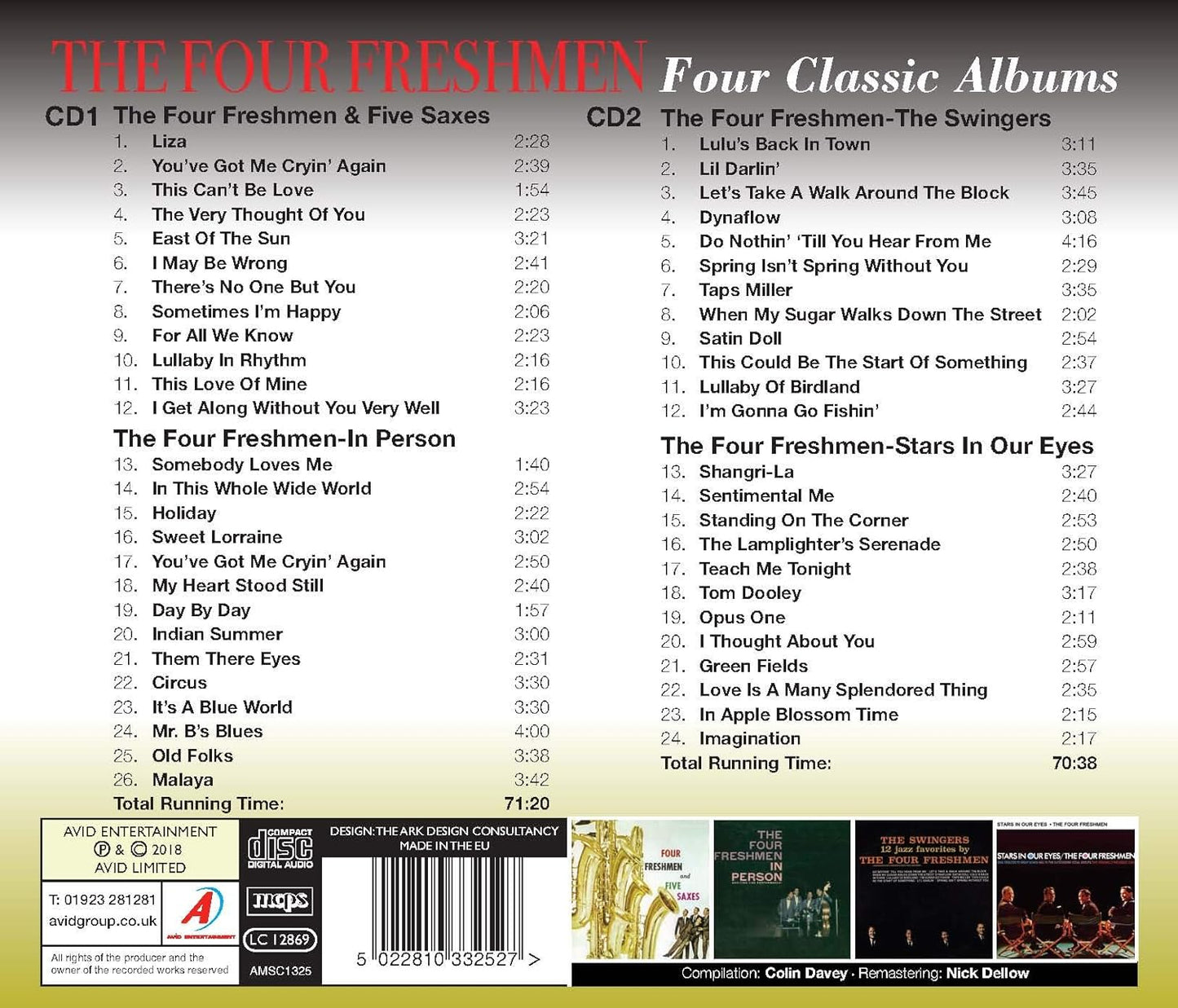 FOUR FRESHMEN - Four Classic Albums (The Four Freshmen & Five Saxes / In Person / The Swingers / Stars In Our Eyes) (2CD)