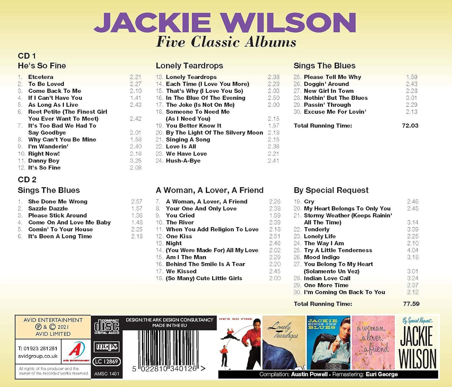 JACKIE WILSON - Five Classic Albums (2 CDS)