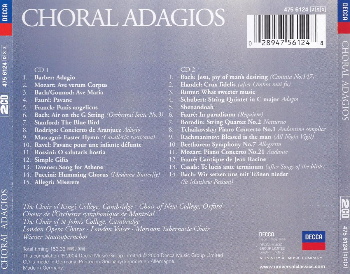 CHORAL ADAGIOS (2 CDs)