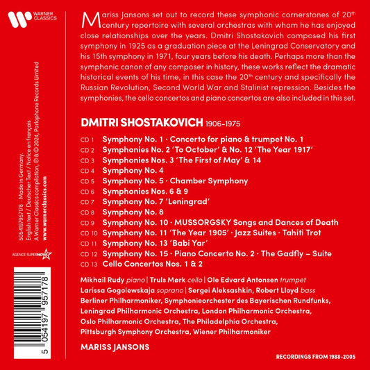 Shostakovich: Complete Symphonies, Cello Concertos & Piano Concertos - Janssons (13 CDs)