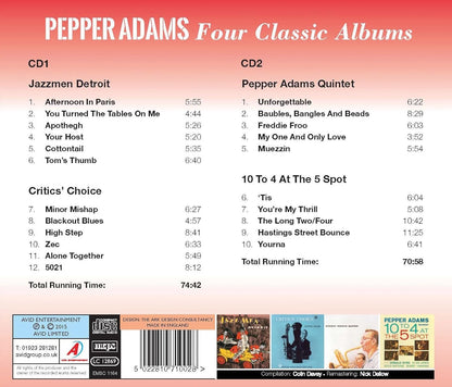 PEPPER ADAMS - Four Classic Albums (Jazzmen Detroit / Critics' Choice / Pepper Adams Quintet / 10 To 4 At The 5 Spot)