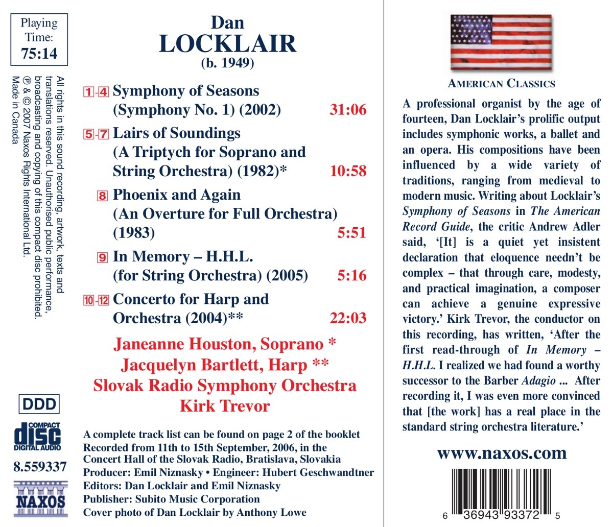 LOCKLAIR: Symphony of Seasons; Harp Concerto; Lairs of Soundings - Slovak Radio Symphony Orchestra