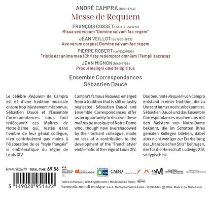 CAMPRA: Messe de Requiem, The Masters of Notre-Dame de Paris - Ensemble Correspondances, Sébastien Daucé