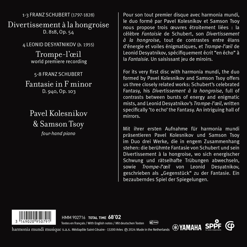 Schubert: Divertissement A La Hongroise, Fantaisie in F Minor - Pavel Kolesnikov, Samson Tsoy