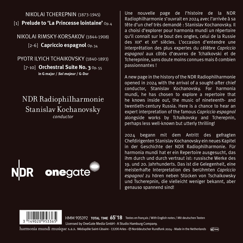 Tchaikovsky: Orchestral Suite No.3; Rimsky-Korsakov: Capriccio Espagno - NDR Radiophilharmonie, Stanislav Kochanovsky