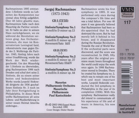 Rachmaninoff: Symphonies 1-3 - Mansurian Philharmonic, Paul Kantschieder (2 CDs)