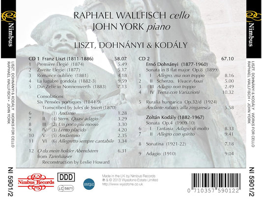Liszt / Dohnanyi / Kodaly: Music For Cello & Piano - Raphael Wallfisch, John York (2 CDs)