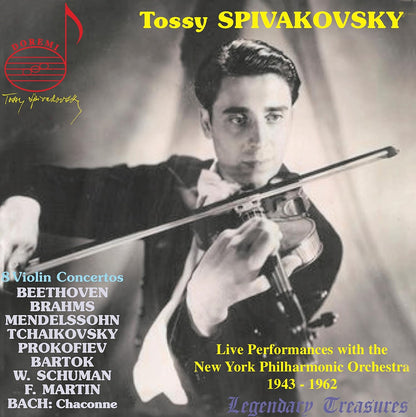 Tossi Spivakovsky: Eight Concertos Live (Bach, Schuman, Beethoven, Tchaikovsky, Martin, Bartok, Brahms, Mendelssohn - 4 CDS)