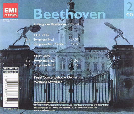 Beethoven: Symphonies 1, 2, 3 & 8 - WOLFGANG SAWALLISCH, Royal Concertgebouw Orchestra (2 CDs)