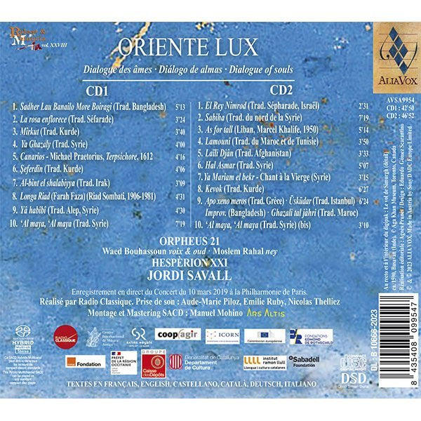 Oriente Lux (Dialogue of souls - Music of solidarity against oblivion) - Hesperion XX, Jordi Savall (2 Hybrid SACDS)