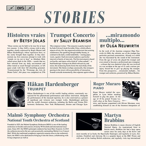 STORIES (JOLAS, B.: Histoires vraies / BEAMISH, S.: Trumpet Concerto / NEUWIRTH, O.: …miramondo multiplo… ) -  Hakan Hardenberger, Malmö Symphony Orchestra; National Youth Orchestra of Scotland