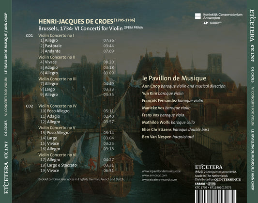 De Croes: Brussels, 1734 - VI Concerti for Violin - Le Pavillon de Musique, Ann Cnop (2 CDS)