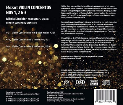 Mozart: Violin Concertos Nos 1, 2 & 3 - LONDON SYMPHONY ORCHESTRA / ZNAIDER (HYBRID SACD)