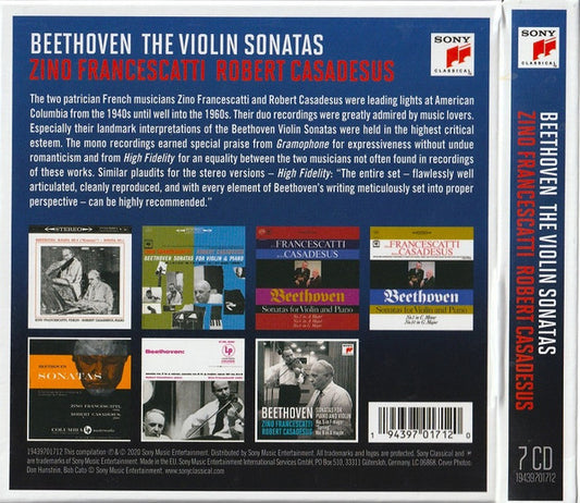 BEETHOVEN: VIOLIN & PIANO SONATAS -  FRANCESCATTI, CASADESUS (7 CDS)