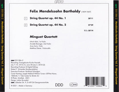 Mendelssohn: String Quartets, Vol. 3 (String Quartets Op. 44, Nos 1 & 2) - Minguet Quartett