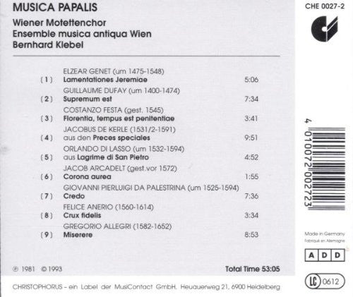 MUSICA PAPALIS: WIENER MOTETTENCHOR, MUSICA ANTIQUA WIEN