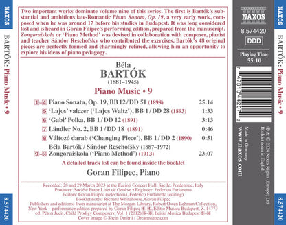 Bartok: Piano Works, Vol. 9 - Goran Filipec