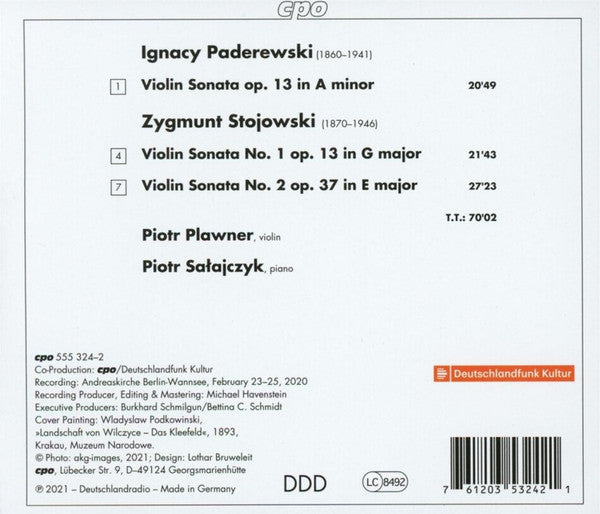 Paderewski & Stojowski: Violin Sonatas - Piotr Pławner, Piotr Sałajczyk