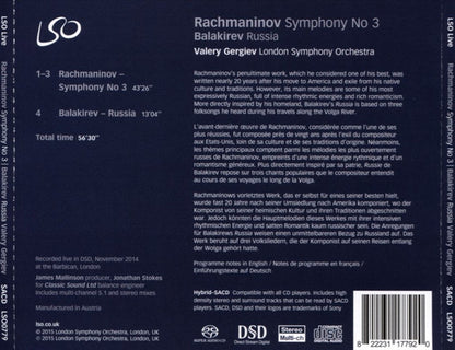 Rachmaninov: Symphony No. 3 / Balakirev: Russia - VALERY GERGIEV / LONDON SYMPHONY ORCHESTRA (HYBRID SACD)