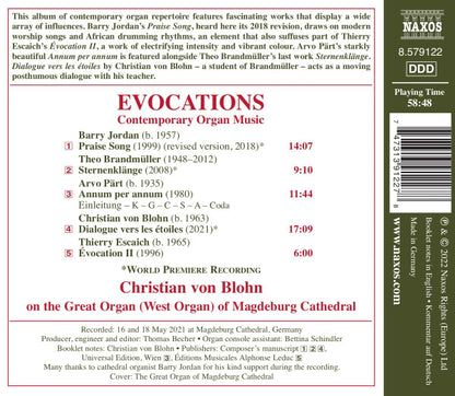 EVOCATIONS: CONTEMPORARY ORGAN MUSIC (Blohn, Brandmuller, Escaich, Jordan & Part) - Christian von Blohn