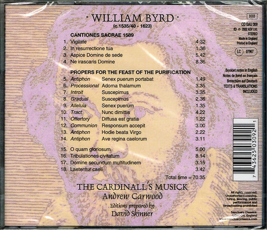BYRD: Cantiones Sacrae 1589; Propers For The Purification Of The Blessed Virgin Mary - The Cardinall's Musick