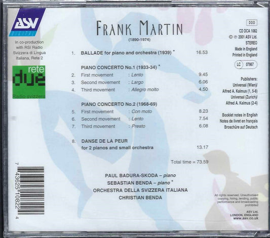 MARTIN: Complete Music For Piano & Orchestra - Paul Badura-Skoda, Sebastian Benda, Orchestra Della Svizzera Italiana, Christian Benda