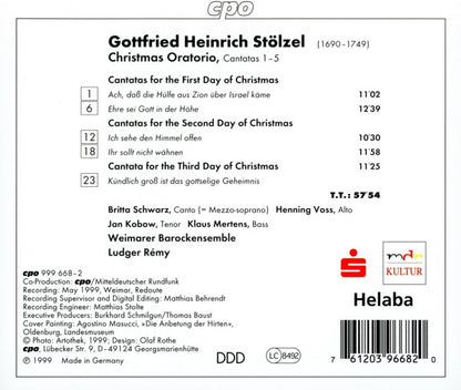Stölzel: Christmas Oratorio & Cantatas Nos. 1-5 - Schwarz · Voss · Kobow · Mertens · Weimarer Barock-Ensemble · Ludger Rémy