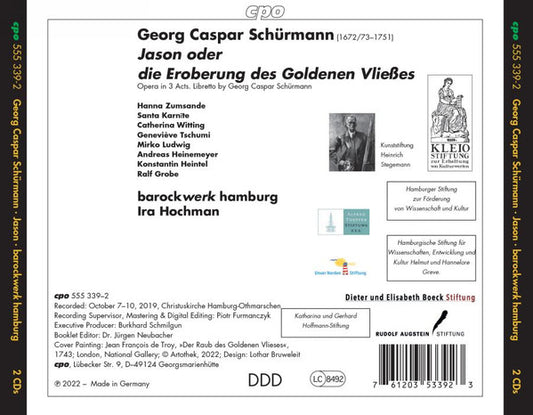 Schurmann: Jason Oder die Eroberung des Goldenen Vliesses - Barockwerk Hamburg, Ira Hochman (2 CDs)