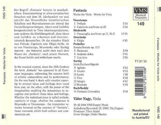 Fantasia: Music for Viola (HINDEMITH/PROKOFIEFF/STRAWINSKY) - Vidor Nagy