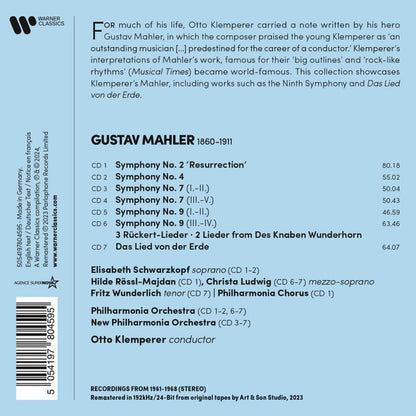 Mahler: Symphonies Nos. 2, 4, 7, 9, Das Lied von der Erde & other Lied - KLEMPERER (7 CDs)