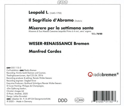 Leopold I: Il Sagrifizio d'Abramo - Miserere per la settiman - Weser-Renaissance, Manfred Cordes