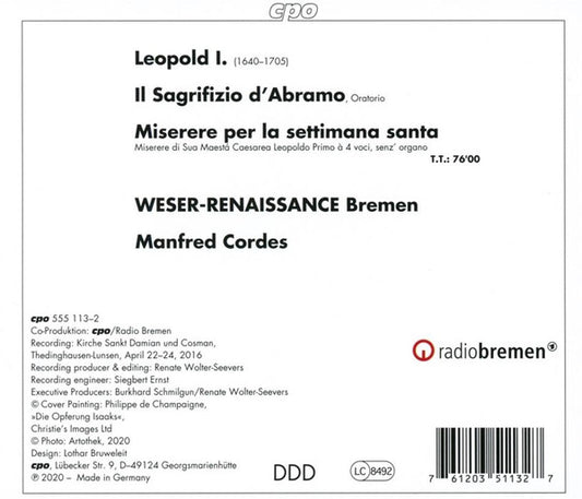 Leopold I: Il Sagrifizio d'Abramo - Miserere per la settiman - Weser-Renaissance, Manfred Cordes