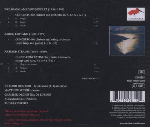MOZART - COPLAND - STRAUSS, R: Works for Clarinet - Chamber Orchestra of Europe