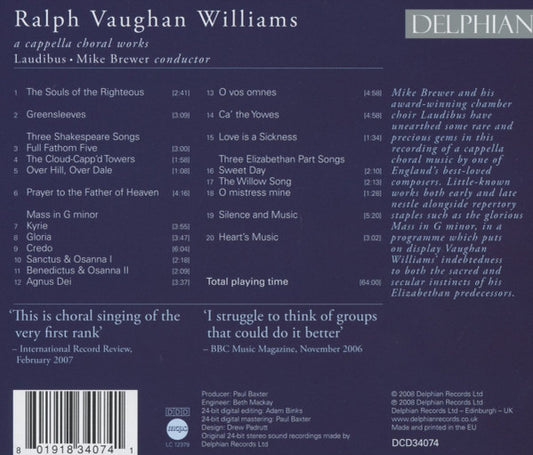 Vaughan Williams: A Cappella Choral Works - Laudibus, Mike Brewer