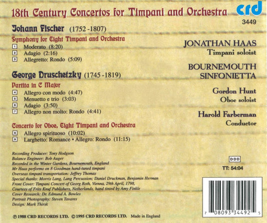 18TH CENTURY CONCERTOS FOR TIMPANI & ORCHESTRA - Jonathan Haas, Bournemouth Sinfonietta, Harold Farberman