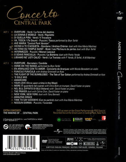 ANDREA BOCELLI - Concerto - One Night In Central Park (DVD)