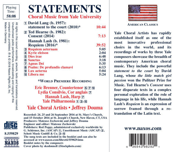 Statements (Land, Hearne, Lash) - Lydia Consilvio, Yale Philharmonia, Yale Choral Artists, Jeffrey Douma