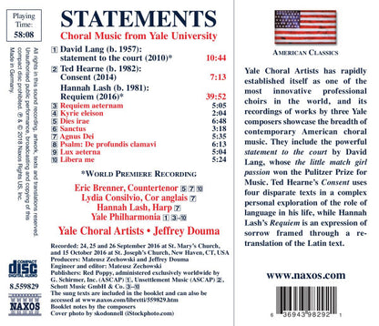 Statements (Land, Hearne, Lash) - Lydia Consilvio, Yale Philharmonia, Yale Choral Artists, Jeffrey Douma