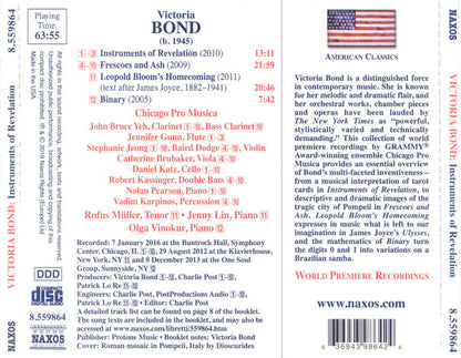Bond: Instruments of Revelation; Frescoes and Ash - Chicago Pro Musica, Rufus Müller, Jenny Lin, Olga Vinokur