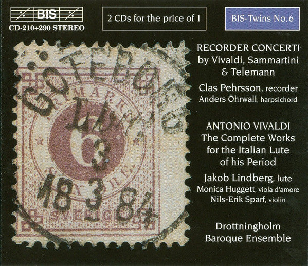 Recorder Concertos by Telemann, Sammartini and Vivaldi & Vivaldi: The Complete Works For The Italian Lute Of His Period - Drottingholm Baroque Ensemble (2 CDs)