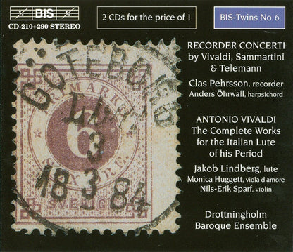 Recorder Concertos by Telemann, Sammartini and Vivaldi & Vivaldi: The Complete Works For The Italian Lute Of His Period - Drottingholm Baroque Ensemble (2 CDs)